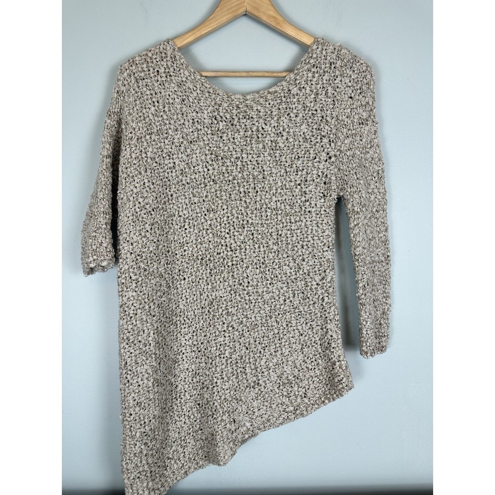 Zara Knit Asymmetrical Knit Sweater Oatmeal Women's Size Small